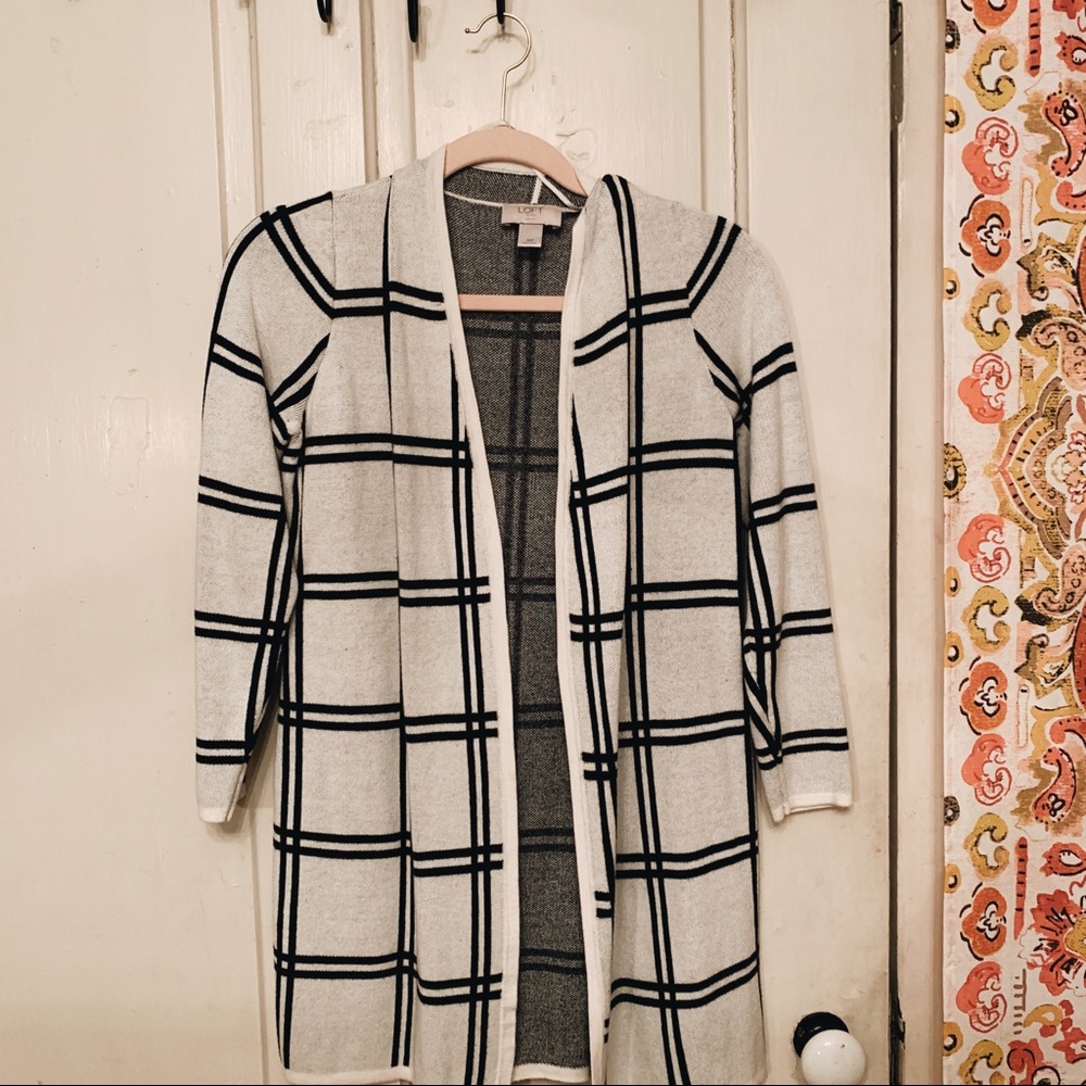 LOFT Black and White Cardigan